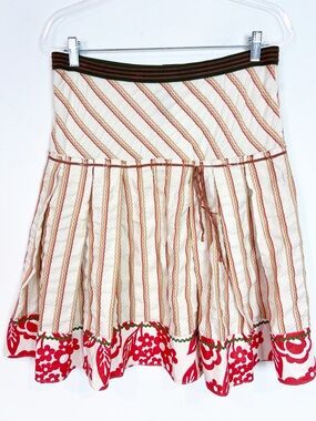 BURNING TORCH TAN ORANGE BROWN STRIPE A-LINE SKIRT WOMENS SZ SMALL